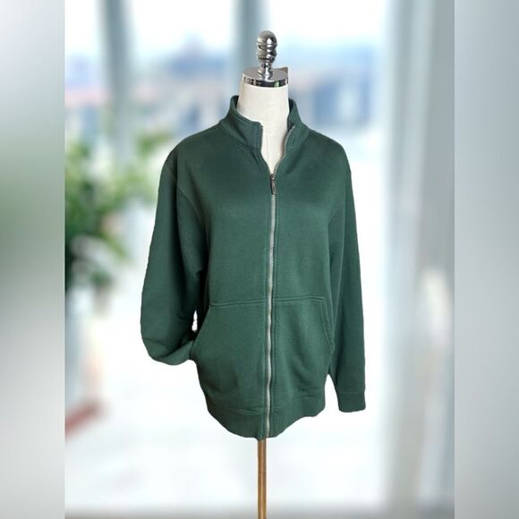 LL BEAN 90s Vintage Sweater Full Zip Mountain Classic Regular Fleece Jacket Size - Picture 2 of 11